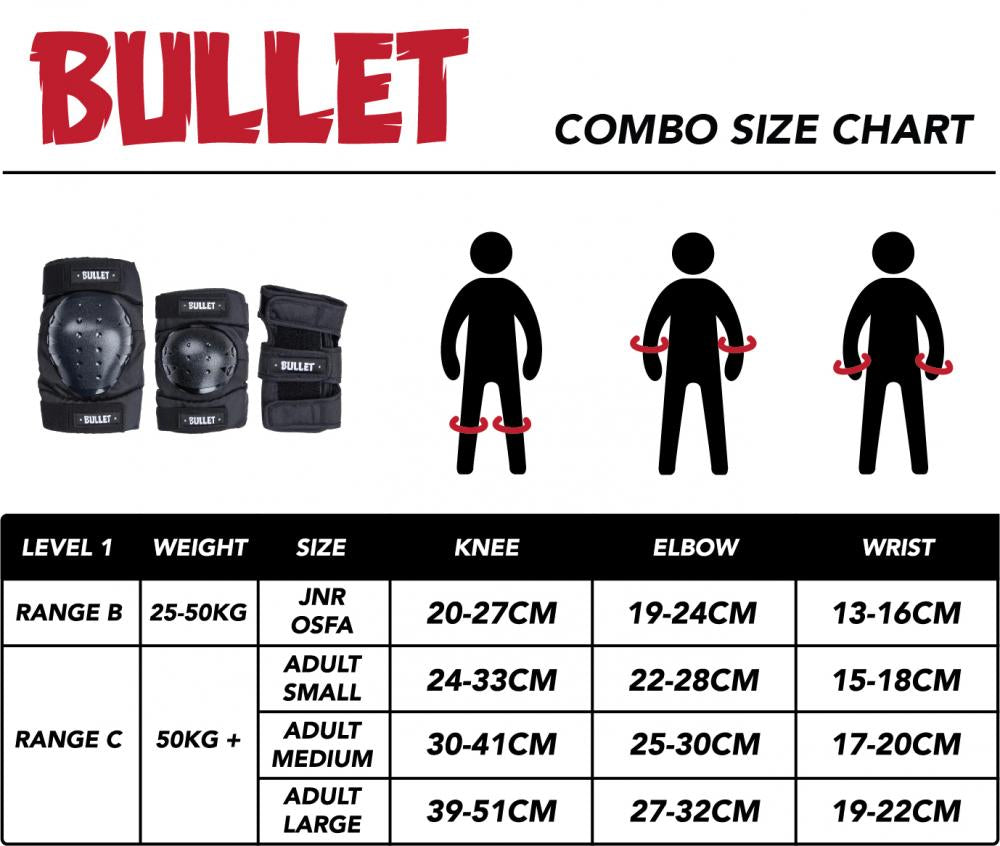 Bullet Safety Gear - Adult Triple Pad Set Combo (Black)