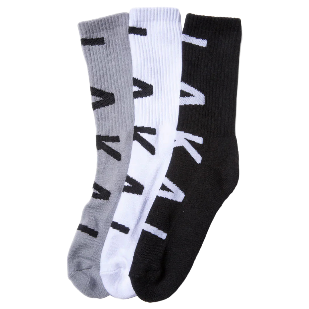 Lakai Footwear -  Big Logo Socks 3 Pack (Black/Grey/White)