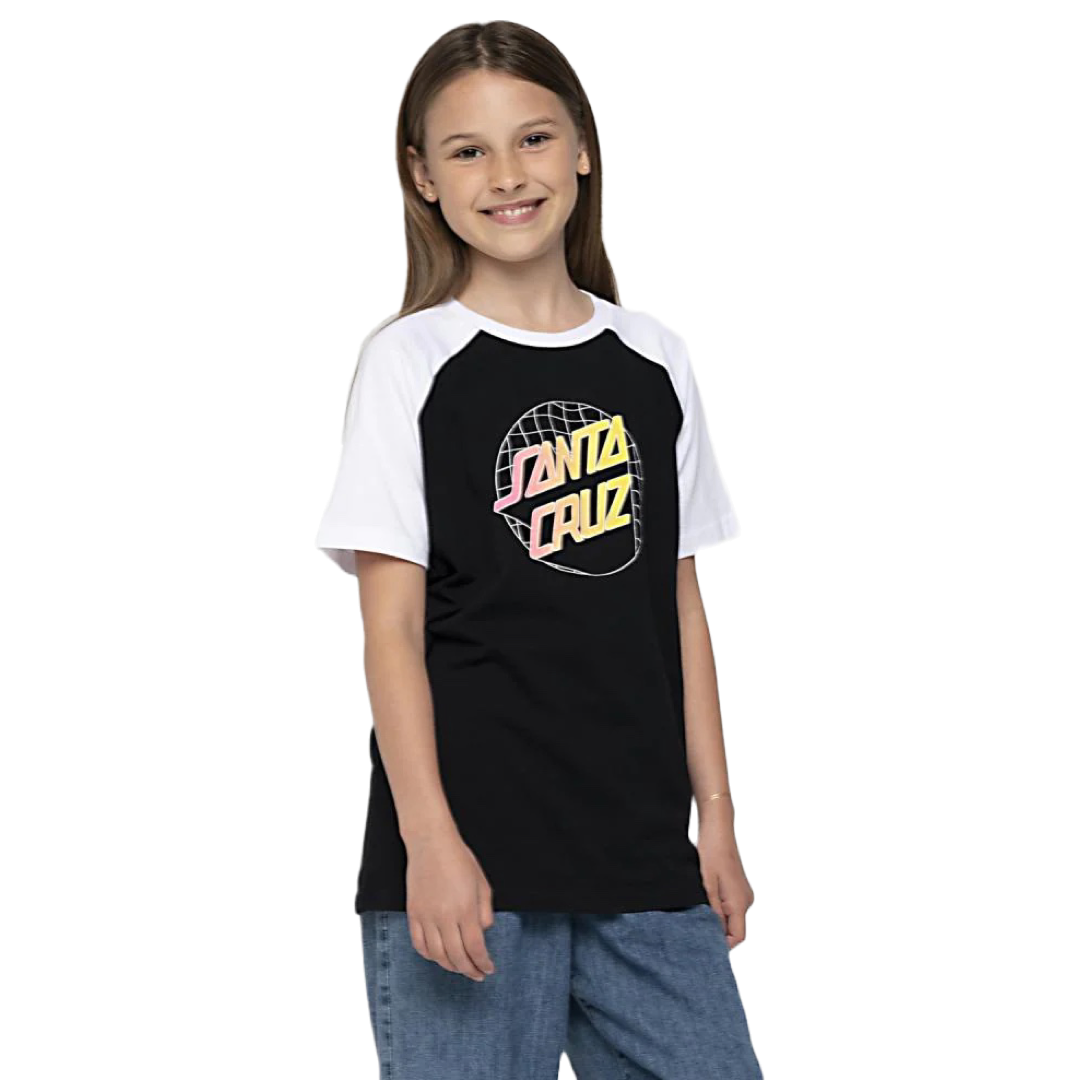 Santa Cruz - Grid Delta Dot Youth Raglan T-Shirt (Black/White)