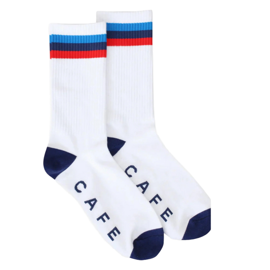 Skateboard Café - Stripe Socks (White/Royal)