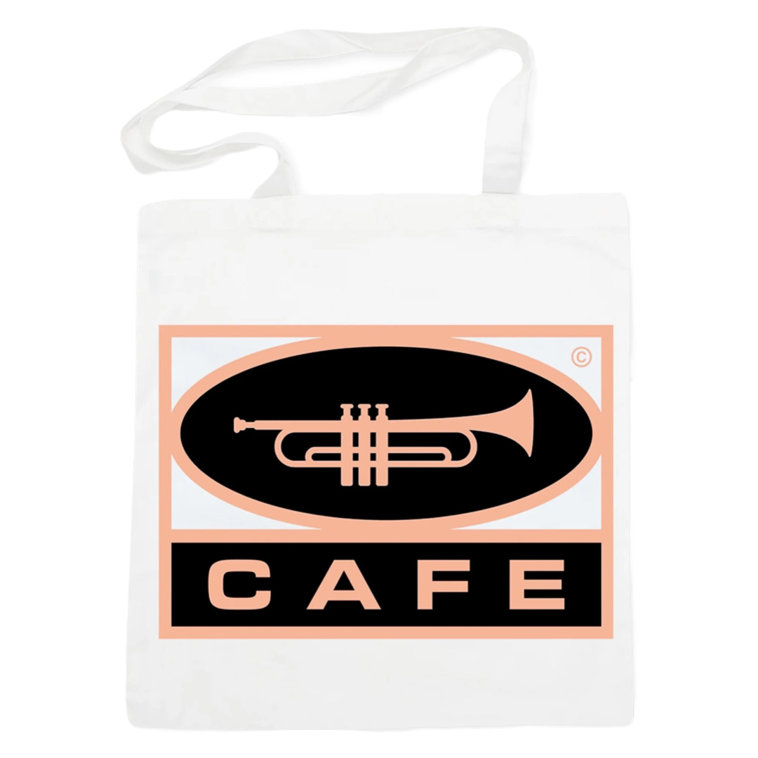 Skateboard Café - ‘Trumpet Logo’ Tote Bag (White)