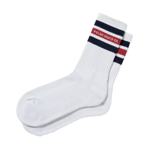 Polar Skate Co. - Fat Stripe Socks (White/Navy/Red)
