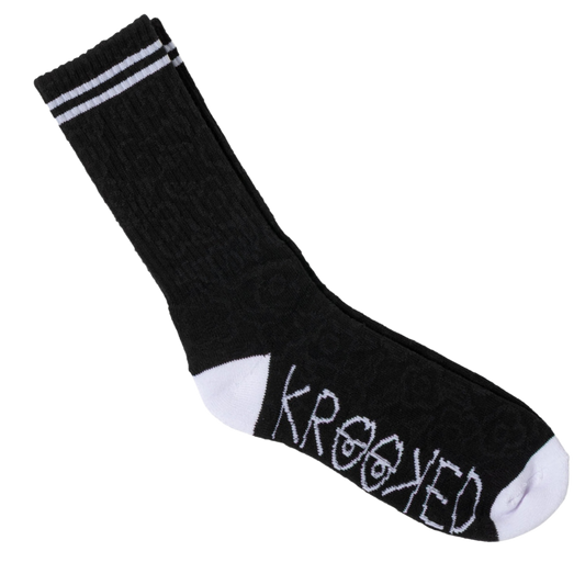 Krooked Skateboards - Multi Flowers Socks (Black/Black/White)